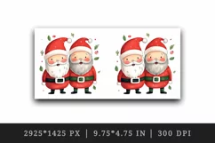 Watercolor cute adorable Santa Claus friends Christmas hat New Year 20 oz tumbler skinny mug wrap clipart t-shirt sublimation printable design
