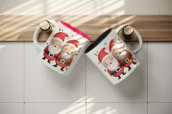 Watercolor cute adorable Santa Claus friends Christmas hat New Year 20 oz tumbler skinny mug wrap clipart t-shirt sublimation printable design