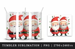 Watercolor cute adorable Santa Claus friends Christmas hat New Year 20 oz tumbler skinny mug wrap clipart t-shirt sublimation printable design