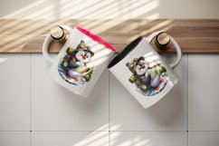 Watercolor cute adventurous penguin exploring with backpack and map print 20 oz tumbler skinny mug wrap clipart t-shirt sublimation printable design