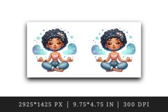 Watercolor cute African American woman girl meditating lotus position print 20 oz tumbler skinny mug wrap clipart t-shirt sublimation printable design