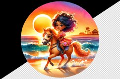 Watercolor cute African American woman girl riding horse summer beach print 20 oz tumbler skinny mug wrap clipart t-shirt sublimation printable design