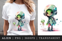 Watercolor cute alien girl t-shirt sublimation design png