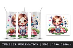 Watercolor cute american football mom mother woman girl team megaphone print 20oz tumbler skinny mug wrap clipart t-shirt sublimation printable design