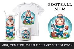 Watercolor cute american football mom mother woman girl team scarf print 20 oz tumbler skinny mug wrap clipart t-shirt sublimation printable design