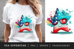 Watercolor cute American Star t-shirt sublimation design png Product Image 1