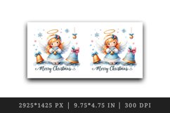 Watercolor cute angel with bells Merry Christmas quote New Year winter print 20oz tumbler skinny mug wrap clipart t-shirt sublimation printable design