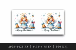 Watercolor cute angel with bells Merry Christmas quote print 20 oz tumbler skinny mug wrap clipart t-shirt sublimation printable design