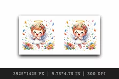 Watercolor cute angel with big smile dancing among flower petals print 20 oz tumbler skinny mug wrap clipart t-shirt sublimation printable design