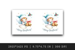 Watercolor cute angel with Christmas bells Merry Christmas quote print 20 oz tumbler skinny mug wrap clipart t-shirt sublimation printable design