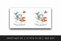 Watercolor cute angel with Christmas bells Merry Christmas quote print 20 oz tumbler skinny mug wrap clipart t-shirt sublimation printable design