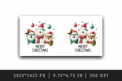 Watercolor cute animals festive hat scarve Merry Christmas quote print 20 oz tumbler skinny mug wrap clipart t-shirt sublimation printable design