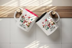 Watercolor cute animals festive hat scarve Merry Christmas quote print 20 oz tumbler skinny mug wrap clipart t-shirt sublimation printable design