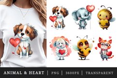 Animal &amp; heart t-shirt sublimation print designs bundle png Product Image 1