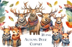 Watercolor Cute Autumn Deer Clipart Sublimation Product Image 1