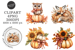Watercolor Cute Autumn Fall Clipart Product Image 1