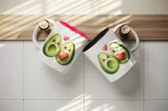 Watercolor cute avocados heart standing side by side love for Valentine Day print tumbler skinny mug wrap clipart t-shirt sublimation printable design