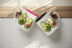 Watercolor cute avocados heart standing side by side love for Valentine Day print tumbler skinny mug wrap clipart t-shirt sublimation printable design