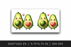 Watercolor cute avocados heart standing side by side love for Valentine Day print tumbler skinny mug wrap clipart t-shirt sublimation printable design