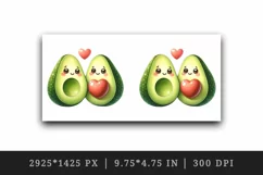 Watercolor cute avocados heart standing side by side love for Valentine Day print tumbler skinny mug wrap clipart t-shirt sublimation printable design