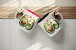 Watercolor cute avocados heart standing side by side love for Valentine Day print tumbler skinny mug wrap clipart t-shirt sublimation printable design