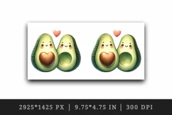 Watercolor cute avocados heart standing side by side love for Valentine Day print tumbler skinny mug wrap clipart t-shirt sublimation printable design