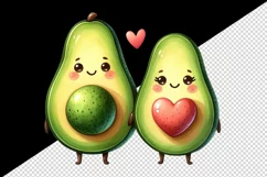 Watercolor cute avocados heart standing side by side love for Valentine Day print tumbler skinny mug wrap clipart t-shirt sublimation printable design