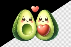 Watercolor cute avocados heart standing side by side love for Valentine Day print tumbler skinny mug wrap clipart t-shirt sublimation printable design