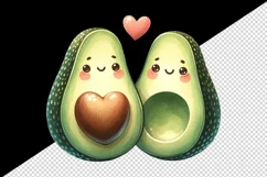 Watercolor cute avocados heart standing side by side love for Valentine Day print tumbler skinny mug wrap clipart t-shirt sublimation printable design