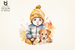 Watercolor Cute Baby Boy and Dog Sublimation png Bundle Product Image 3