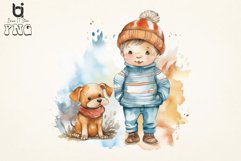Watercolor Cute Baby Boy and Dog Sublimation png Bundle Product Image 5