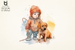 Watercolor Cute Baby Boy and Dog Sublimation png Bundle Product Image 6