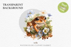 Watercolor Cute Baby Frog in Nature Farm Animals Clipart PNG Transparent Print for invitation t-shirt designs sublimation kids printable digital
