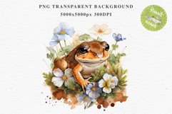 Watercolor Cute Baby Frog in Nature Farm Animals Clipart PNG Transparent Print for invitation t-shirt designs sublimation kids printable digital