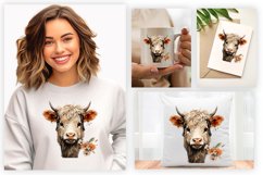 Highland Cow Clipart Sublimation| Highland Sublimation PNG Product Image 2
