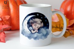Watercolor Cute Baby Sleeping In Mon Sublimation PNG clipart Product Image 2