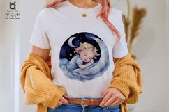 Watercolor Cute Baby Sleeping In Mon Sublimation PNG clipart Product Image 3