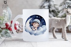 Watercolor Cute Baby Sleeping In Mon Sublimation PNG clipart Product Image 4