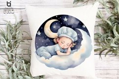 Watercolor Cute Baby Sleeping In Mon Sublimation PNG clipart Product Image 8