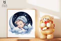 Watercolor Cute Baby Sleeping In Mon Sublimation PNG clipart Product Image 9