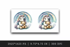 Watercolor cute baby unicorn fluffy mane cuddling soft bear love print 20 oz tumbler skinny mug wrap clipart t-shirt sublimation printable design