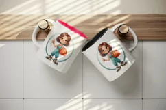 Watercolor cute basketball mom mother woman girl holding ball sport print 20 oz tumbler skinny mug wrap clipart t-shirt sublimation printable design