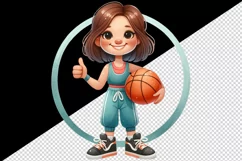 Watercolor cute basketball mom mother woman girl holding ball sport print 20 oz tumbler skinny mug wrap clipart t-shirt sublimation printable design