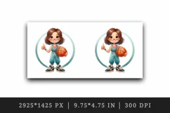 Watercolor cute basketball mom mother woman girl holding ball sport print 20 oz tumbler skinny mug wrap clipart t-shirt sublimation printable design
