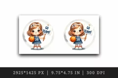 Watercolor cute basketball mom mother woman girl holding sign Go Team print 20 oz tumbler skinny mug wrap clipart t-shirt sublimation printable design