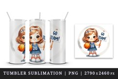 Watercolor cute basketball mom mother woman girl holding sign Go Team print 20 oz tumbler skinny mug wrap clipart t-shirt sublimation printable design