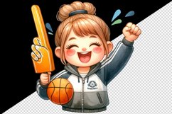 Watercolor cute basketball mom mother woman holding foam finger ball print 20 oz tumbler skinny mug wrap clipart t-shirt sublimation printable design