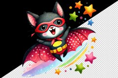Watercolor cute bat superhero smile colorful stars Halloween print 20 oz tumbler skinny mug wrap clipart t-shirt sublimation printable design