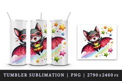 Watercolor cute bat superhero smile colorful stars Halloween print 20 oz tumbler skinny mug wrap clipart t-shirt sublimation printable design