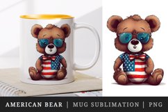 American Patriotic bear mug, cup wrap sublimation design png Product Image 1